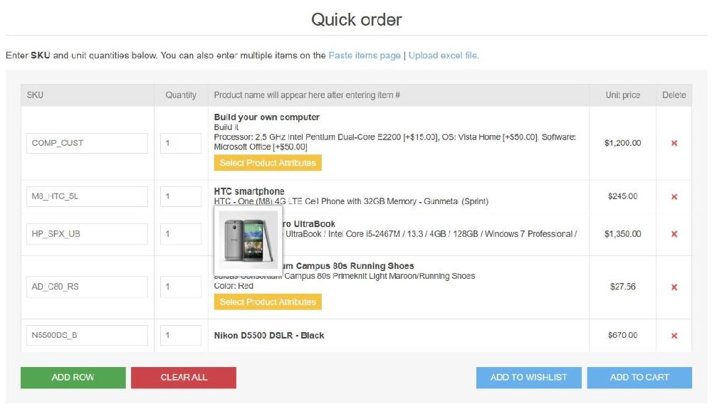 bulk order nopcommerce plugin with products